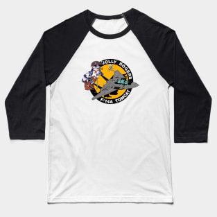 F-14 Tomcat - Jolly Rogers F14A Tomcat - Grunge Style Baseball T-Shirt